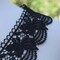 1 Yard Black Rose Motif Venice Lace Trim with Rough Scalloped Edges for Elegant Sewing Projects 2.75 Inch Wide